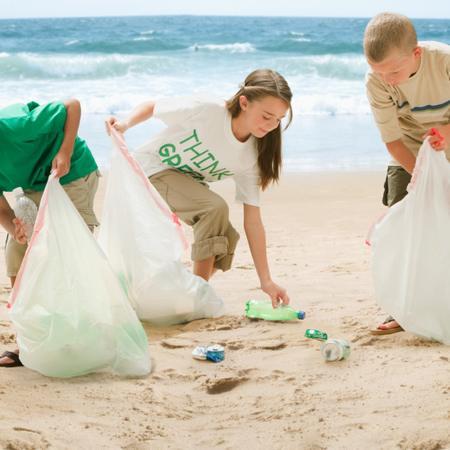 Children Cleaning Beach