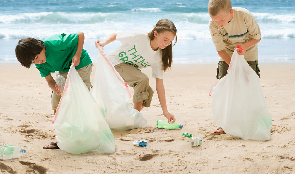 Children Cleaning Beach