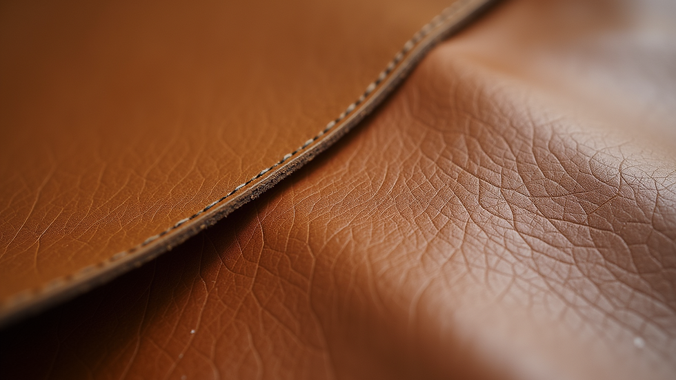 Close-up view of natural leather texture after eco-friendly tanning