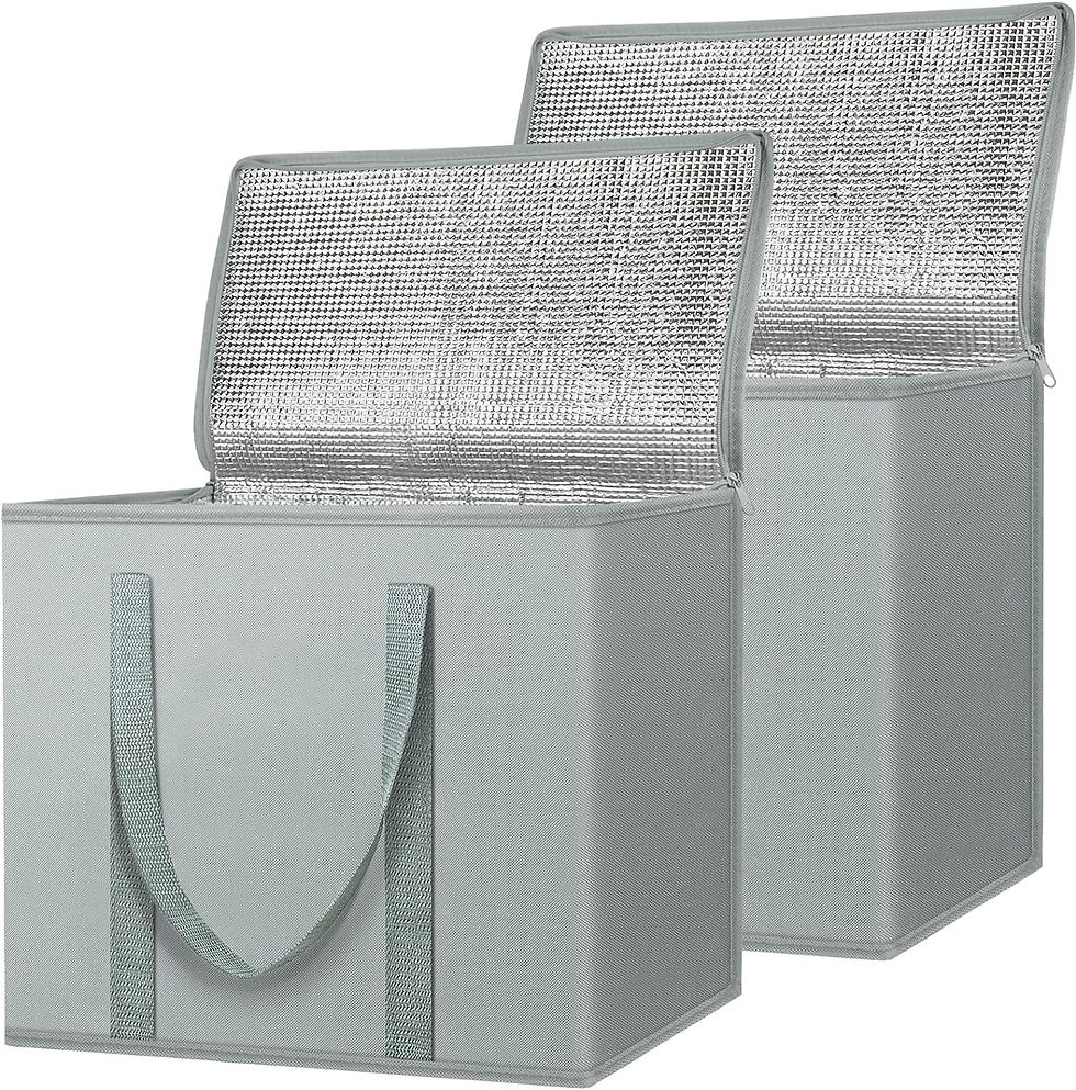 Thumbnail: (2 Pack) Insulated Reusable Grocery Bags, Collapsible Cooler Bags