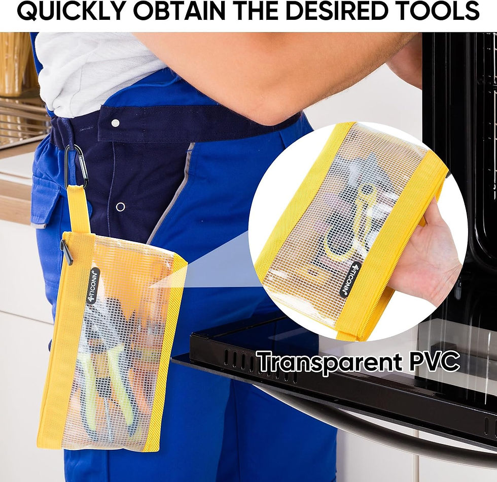 Thumbnail: Tool Pouch, 1680D Oxford Small Tool Bag, Clear Utility Bag Zipper Pouch