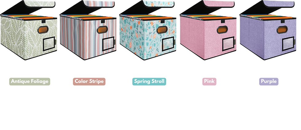 Thumbnail: Collapsible File Organizer Box with Lid, Plastic Slide, Hanging File Folder Box