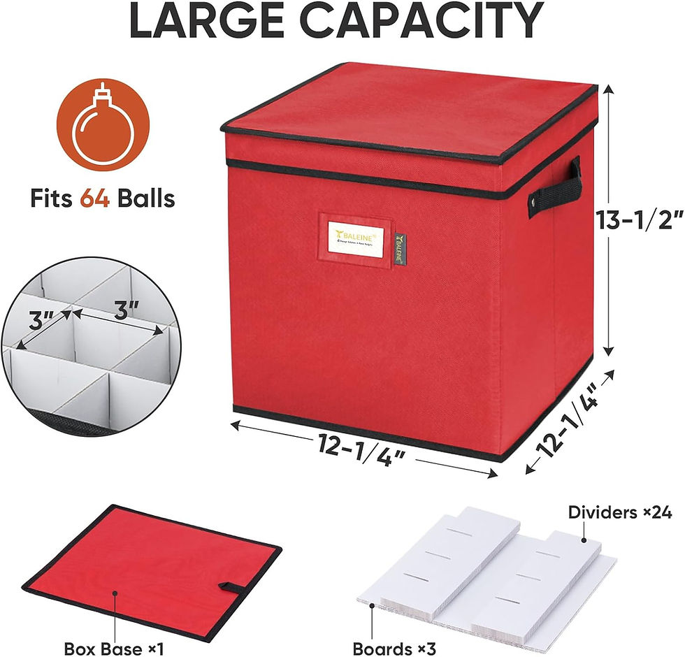 Thumbnail: Christmas Ornament Storage Box with Dividers, No Tray