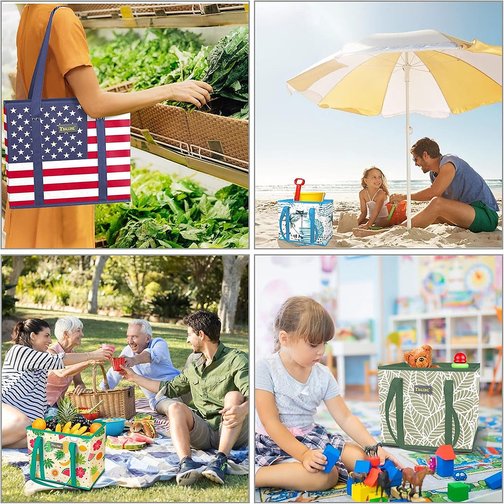Thumbnail: (3 Pack) Foldable Reusable Grocery Bags, with Reinforced Bottoms