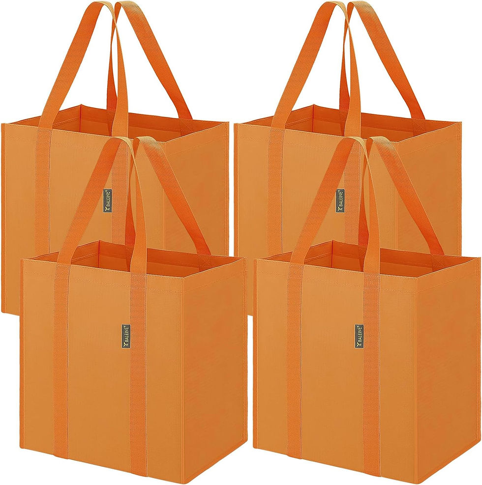 Thumbnail: (4 Pack) Foldable Reusable Grocery Bags with Reinforced Bottoms