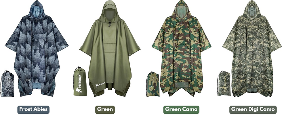 Thumbnail: Hooded Rain Poncho with Pocket, Waterproof Lightweight Unisex Raincoat