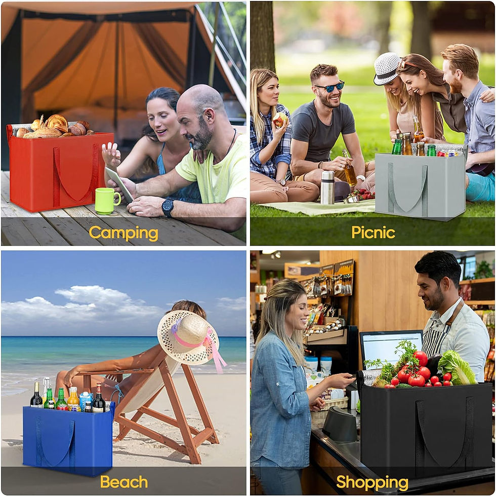 Thumbnail: (2 Pack) Insulated Reusable Grocery Bags, Collapsible Cooler Bags