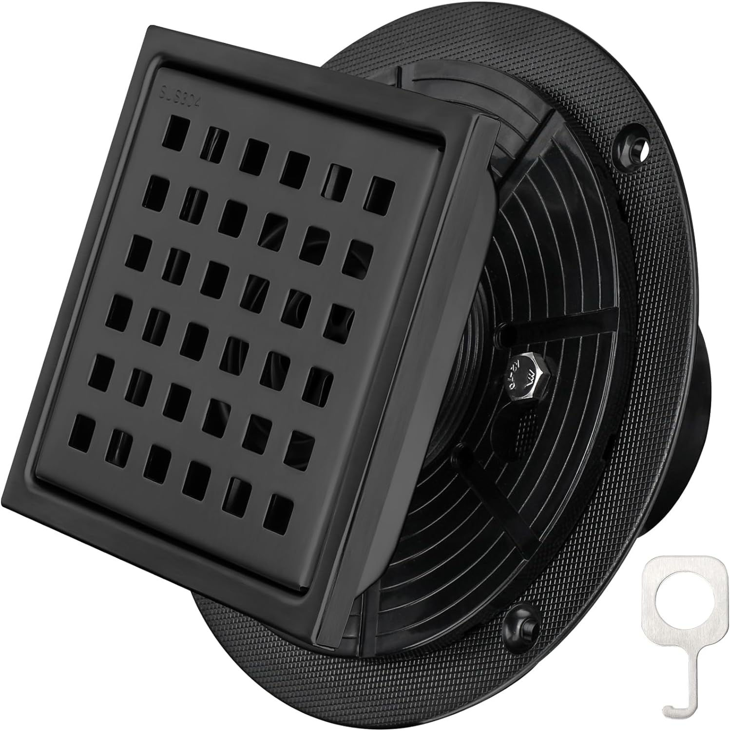 4.33'' Square Floor Shower Drain, Lattice Square Perforated Pattern
