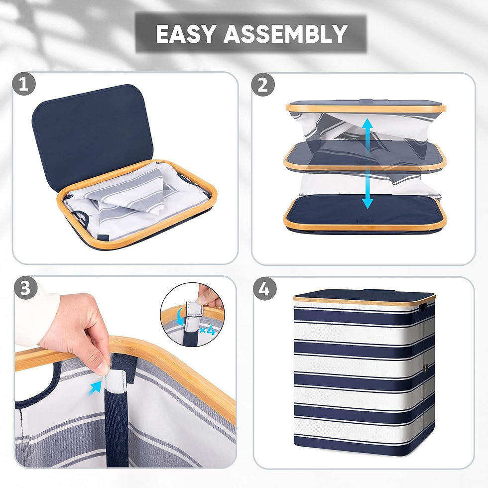 Thumbnail: Laundry Hamper with Lid, Bamboo Pull Handles, Internal Support