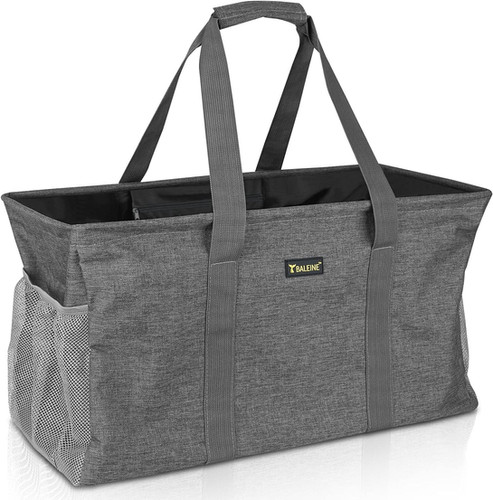 Large Utility Tote Storage Bag with Steel Wire Frame Open Top