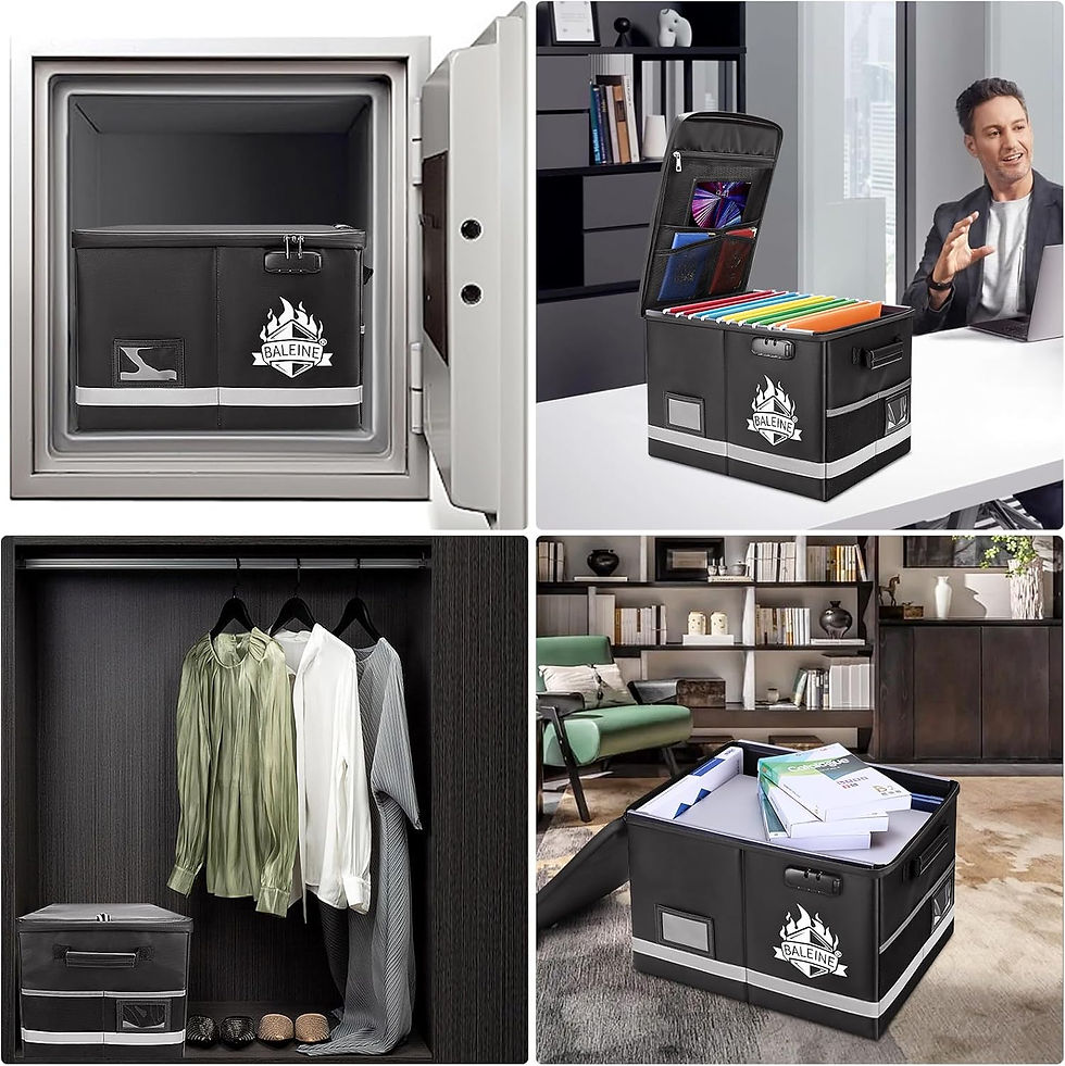 Thumbnail: Fireproof Document Box with Lock, Foldable Water Resistant File Box
