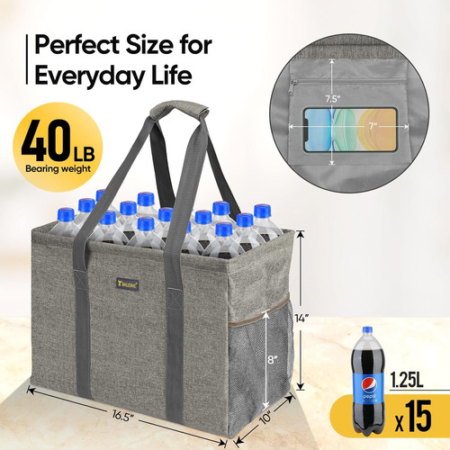 Large Utility Tote Storage Bag with Steel Wire Frame Open Top