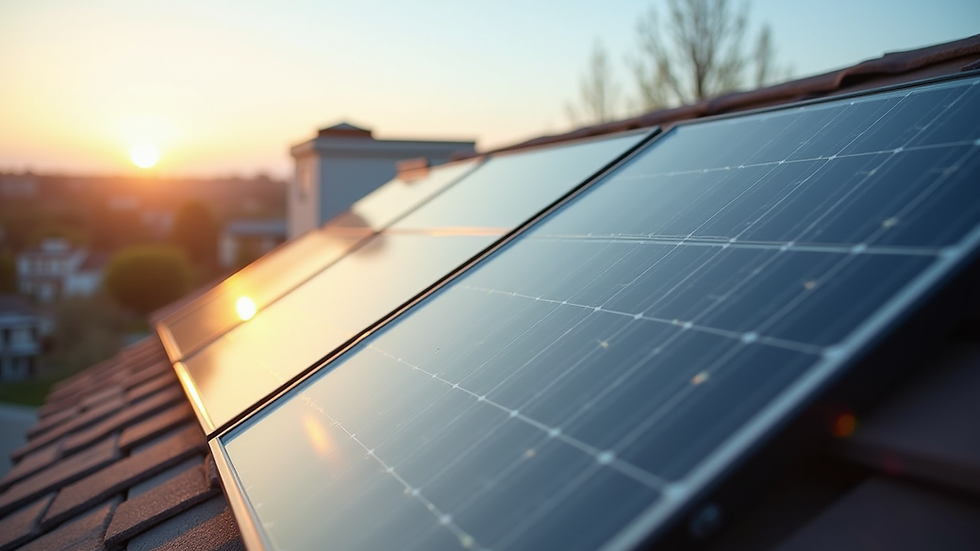 Eye-level view of solar panels installed on a residential roof