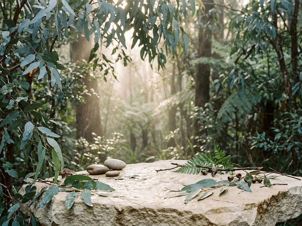 Calm rainforest-inspired background representing gentle teen skincare philosophy