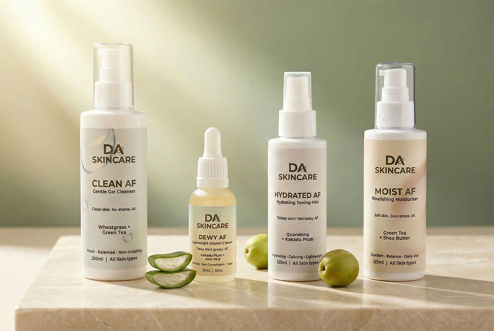 Bright and Balanced skincare bundle for teens featuring cleanser, vitamin C serum and moisturiser.