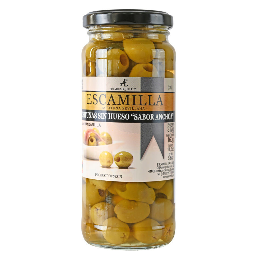 Escamilla Pitted Green Manzanilla Anchovy Flavour (317g)
