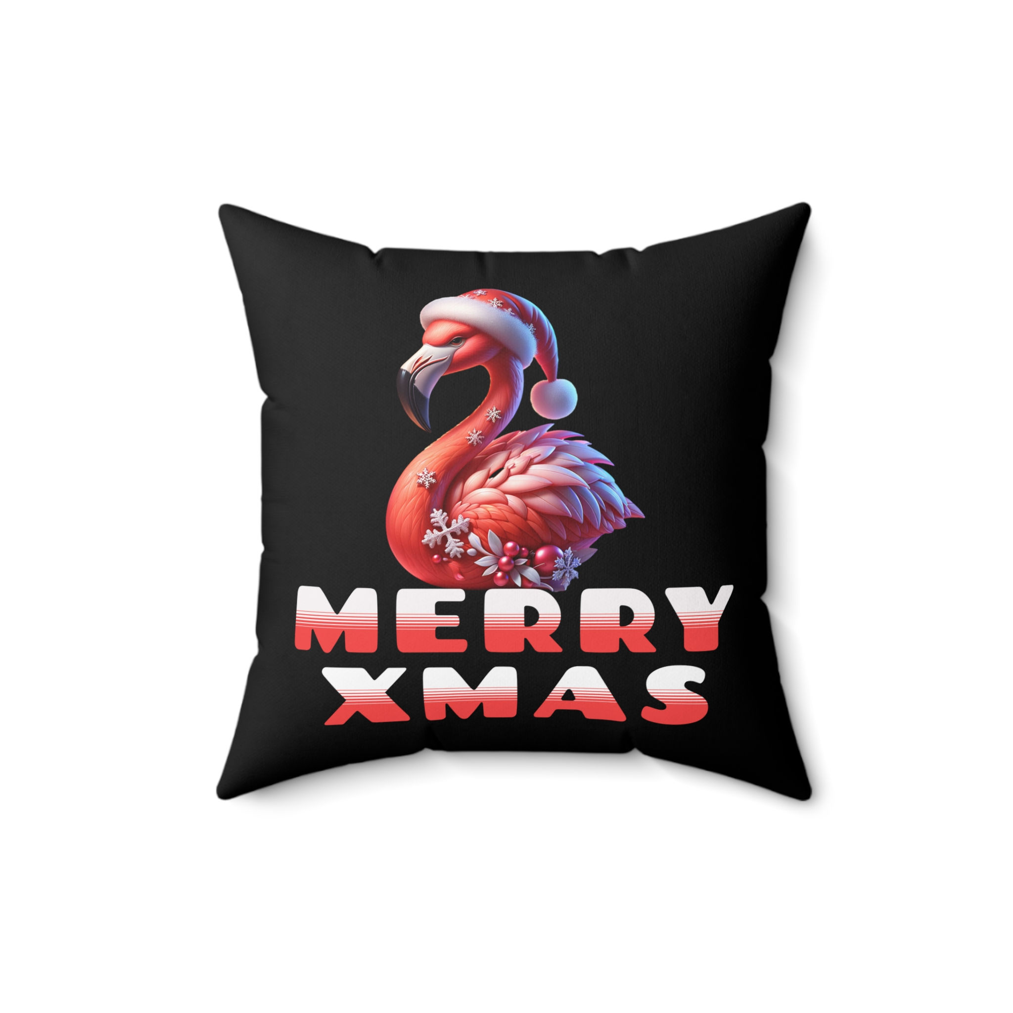 Merry Xmas Flamingo Pillow
