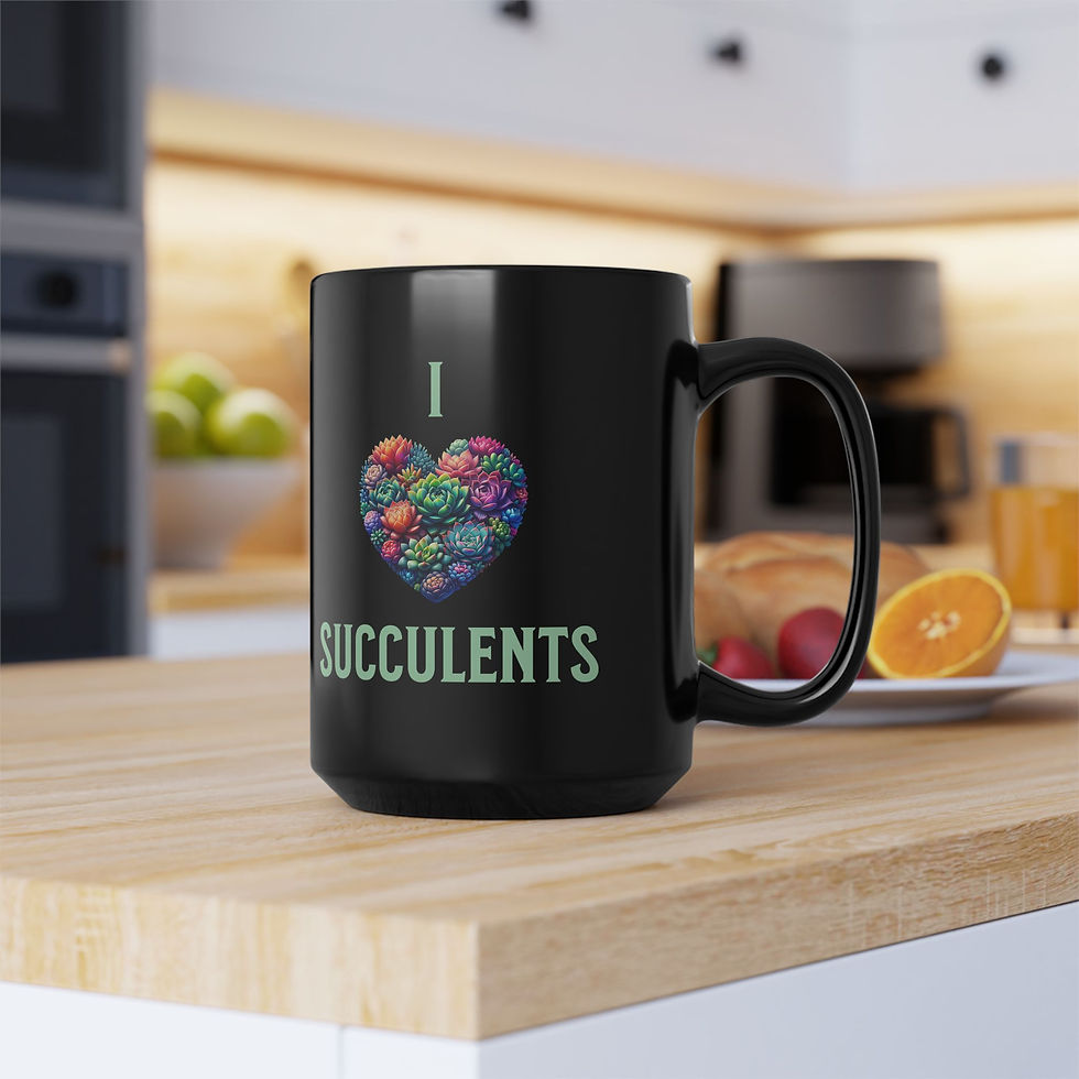 Thumbnail: I Love Succulents Black Mug – Colorful Succulent Design 11oz & 15oz