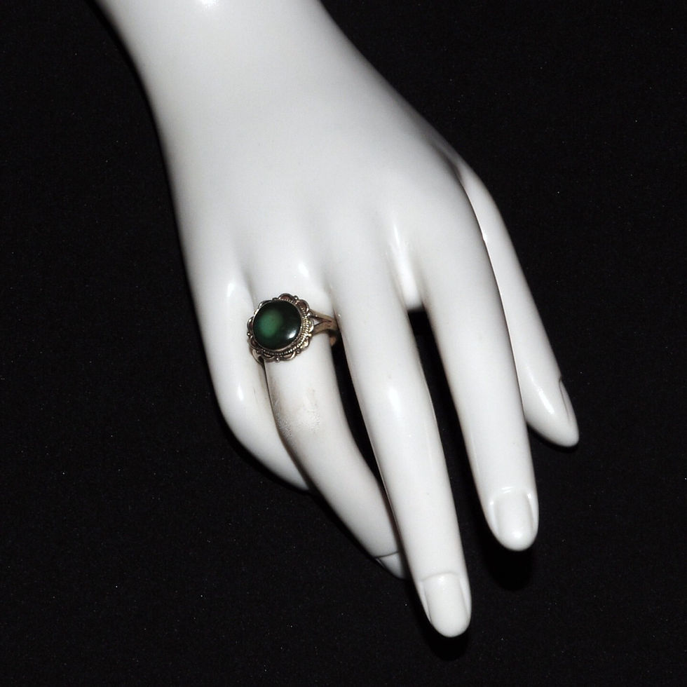Thumbnail: Sterling Silver Ethnic Asian Vintage Style Turquoise Stone Ring Size N 1/2 Gift