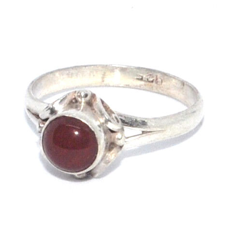 Thumbnail: Sterling Silver Ethnic Asian Vintage Style Carnelian Stone Ring Size N 1/2 Gift