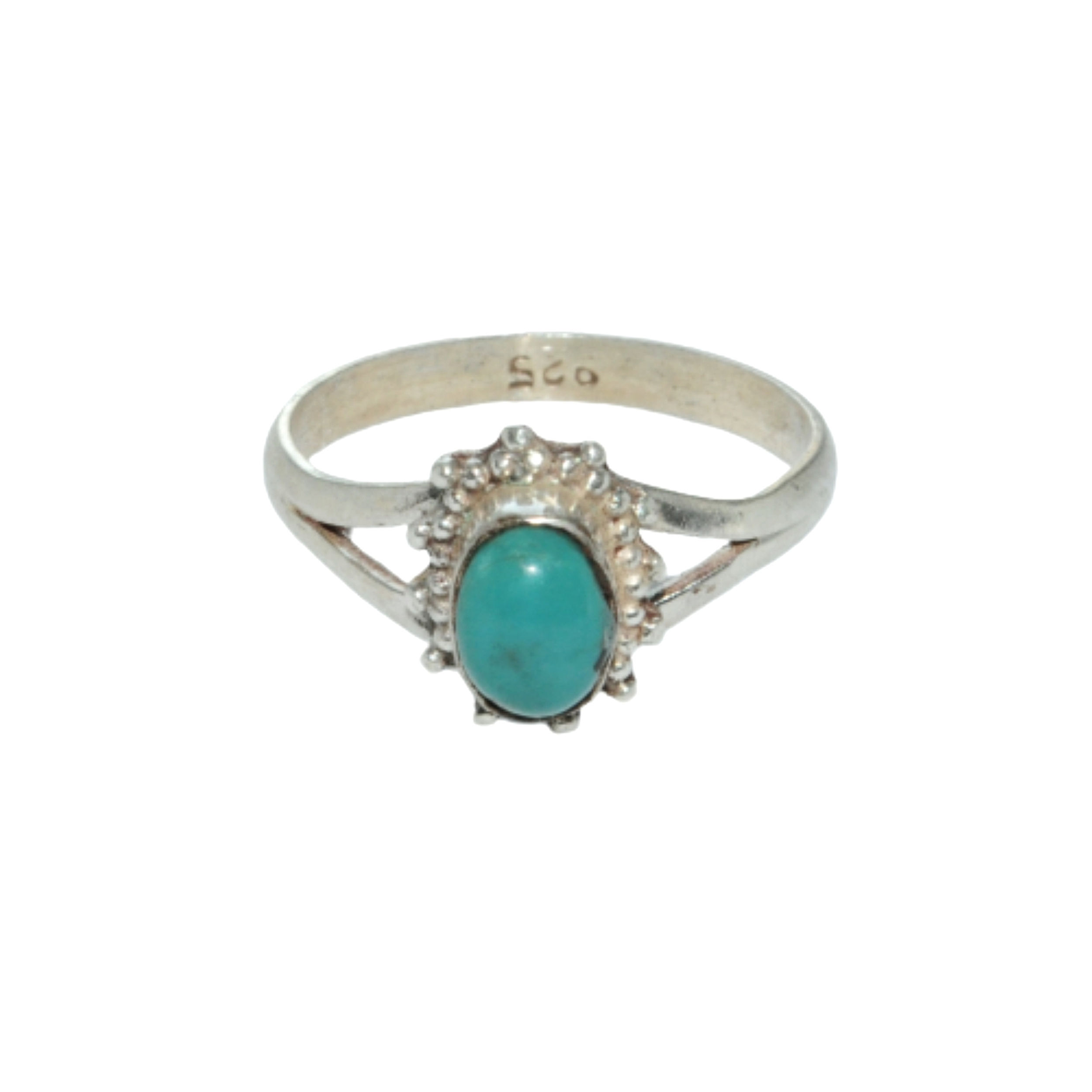 Sterling Silver Traditional Asian Vintage Style Turquoise Stone Ring Size R Gift