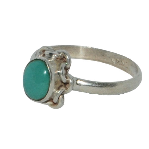 Sterling Silver Traditional Asian Vintage Style Turquoise Stone Ring Size N Gift