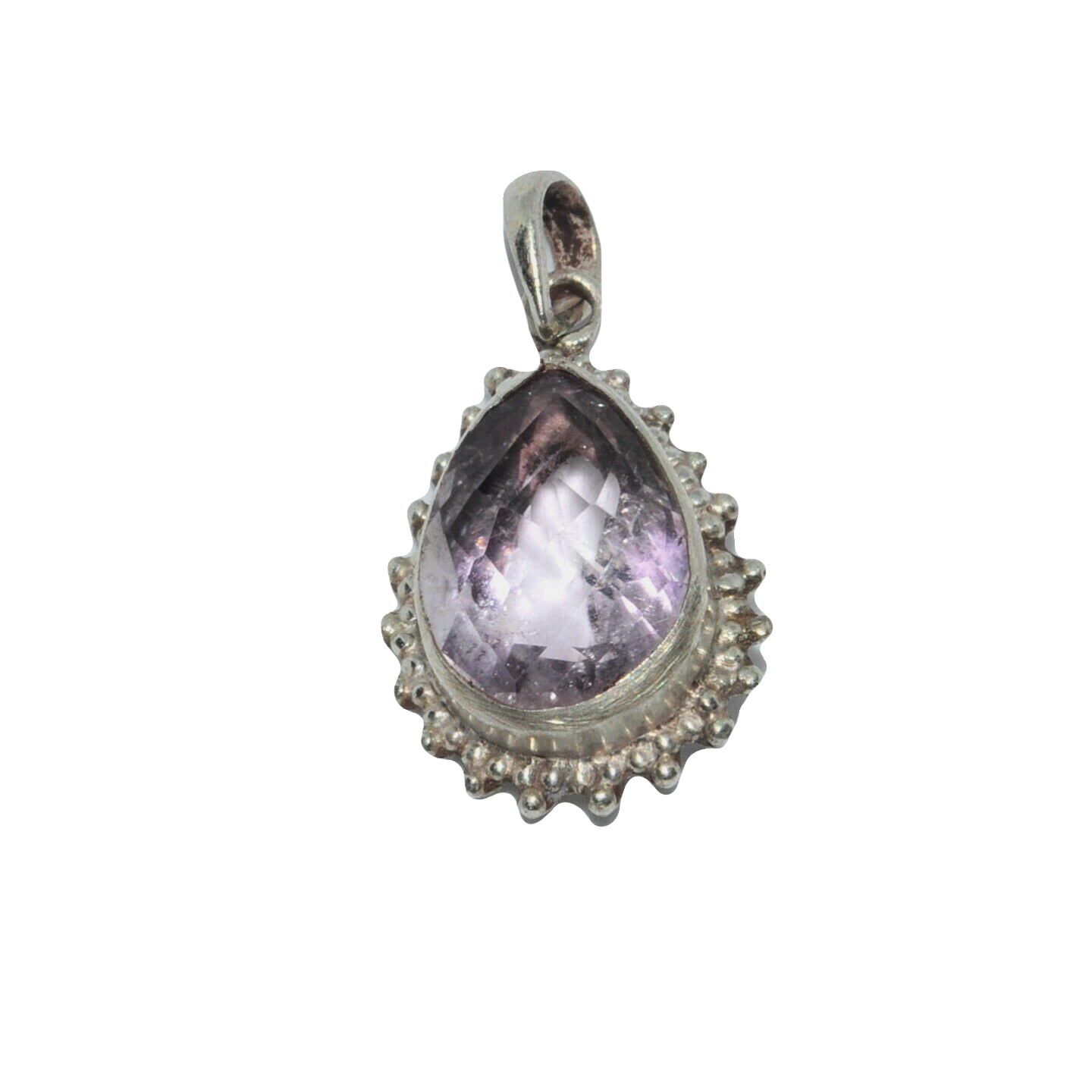 Sterling Silver Ethnic Asian Vintage Style Handmade Amethyt Stone Pendant Gift