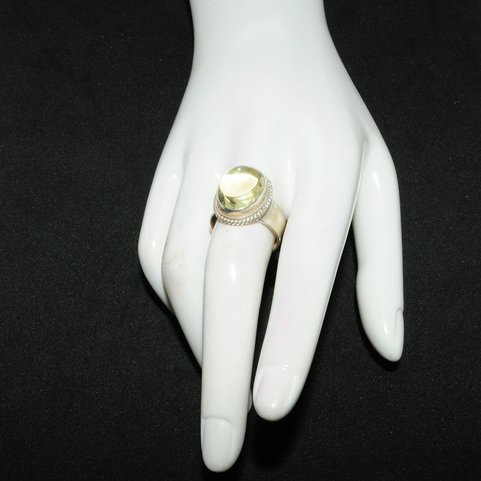 Thumbnail: Sterling Silver Ethnic Asian Vintage Style Rock Quartz Stone Ring Size Q Gift