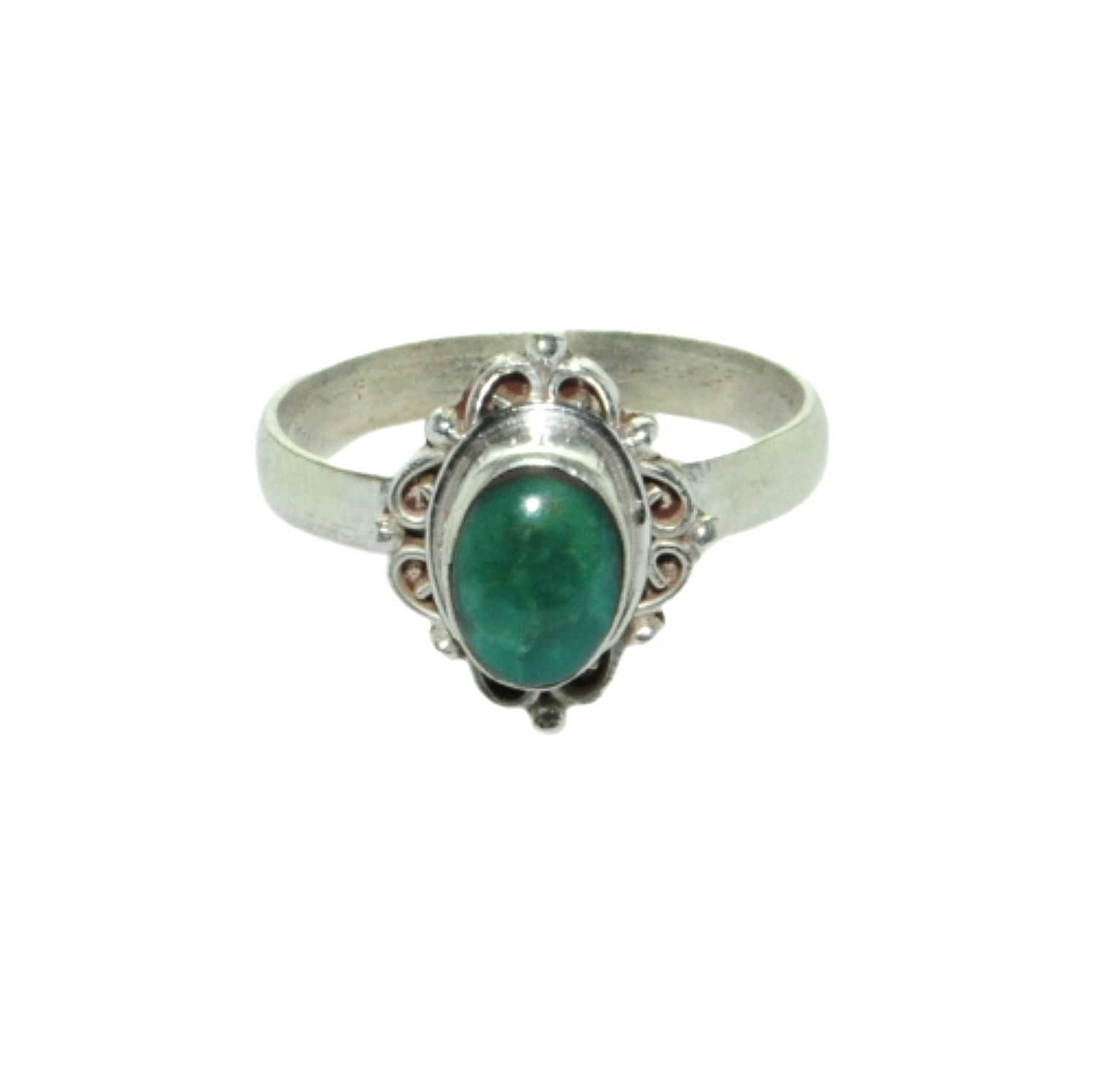 Sterling Silver Traditional Asian Vintage Style Turquoise Stone Ring Size N Gift