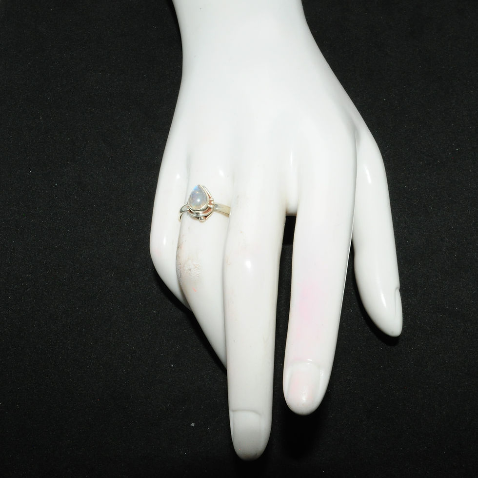 Thumbnail: Sterling Silver Traditional Asian Vintage Style Moonstone Ring Size N Gift