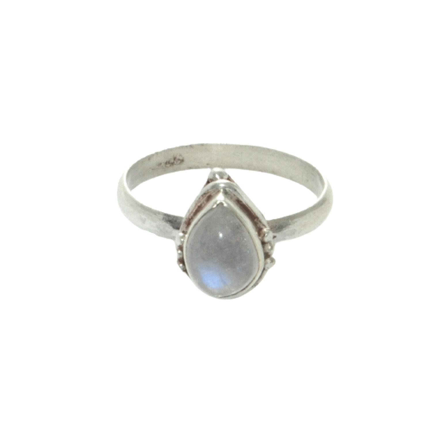 Sterling Silver Traditional Asian Vintage Style Moonstone Ring Size O 1/2 Gift