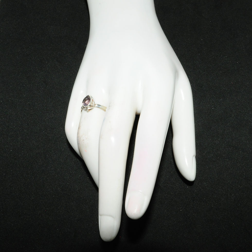 Thumbnail: Sterling Silver Traditional Asian Vintage Style Amethyst Stone Ring Size M 1/2