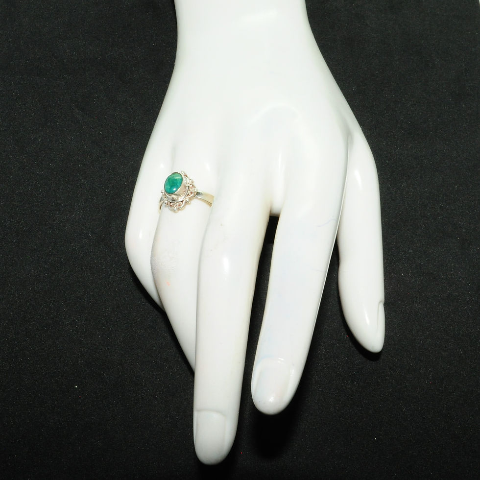 Thumbnail: Sterling Silver Traditional Asian Vintage Style Turquoise Stone Ring Size N Gift