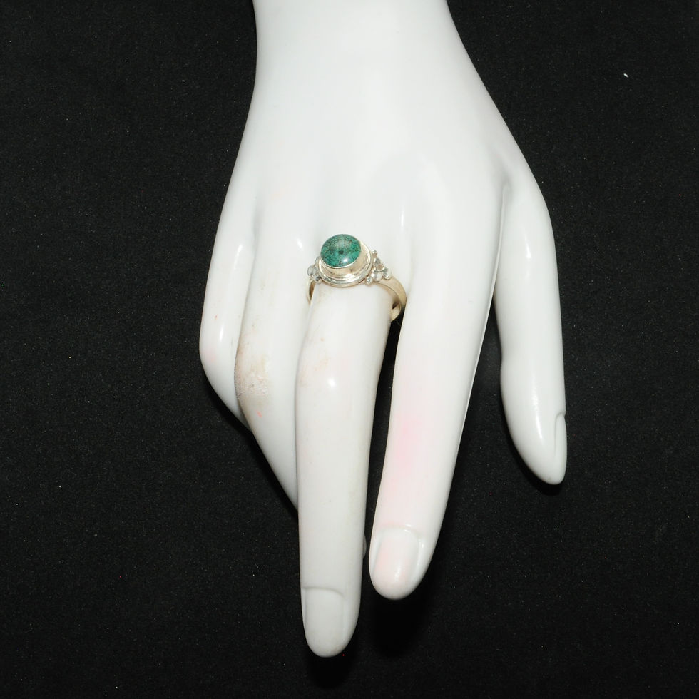 Thumbnail: Sterling Silver Traditional Asian Vintage Style Turquoise Stone Ring Size Q Gift