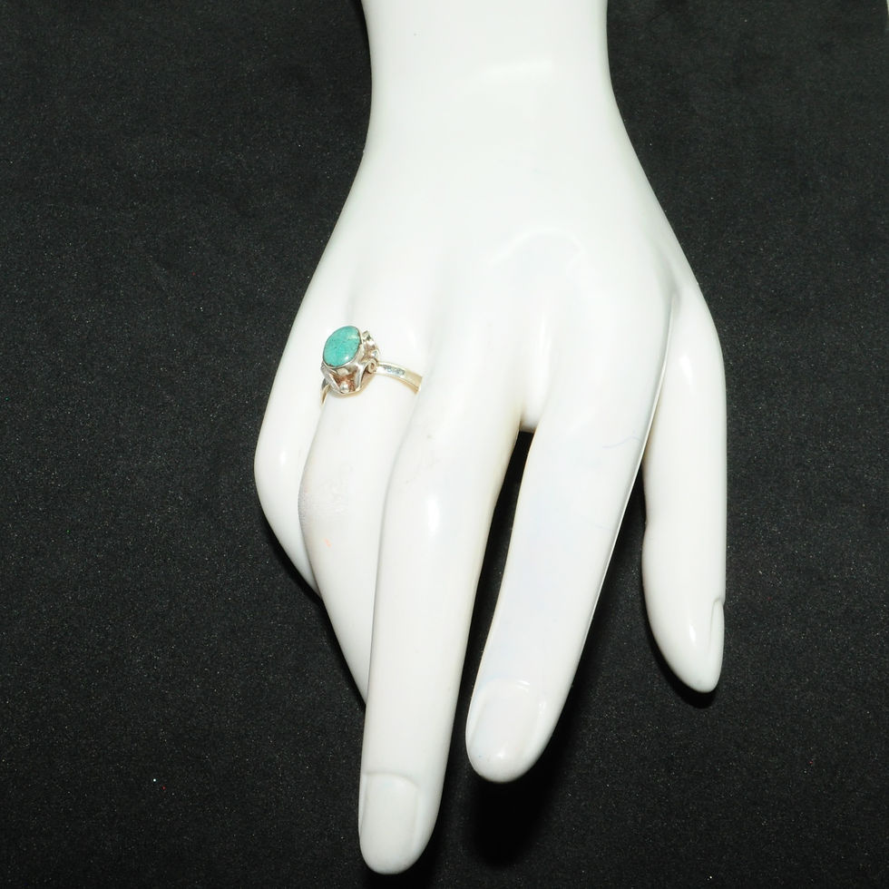 Thumbnail: Sterling Silver Traditional Asian Vintage Style Turquoise Ring Size O1/2 Gift