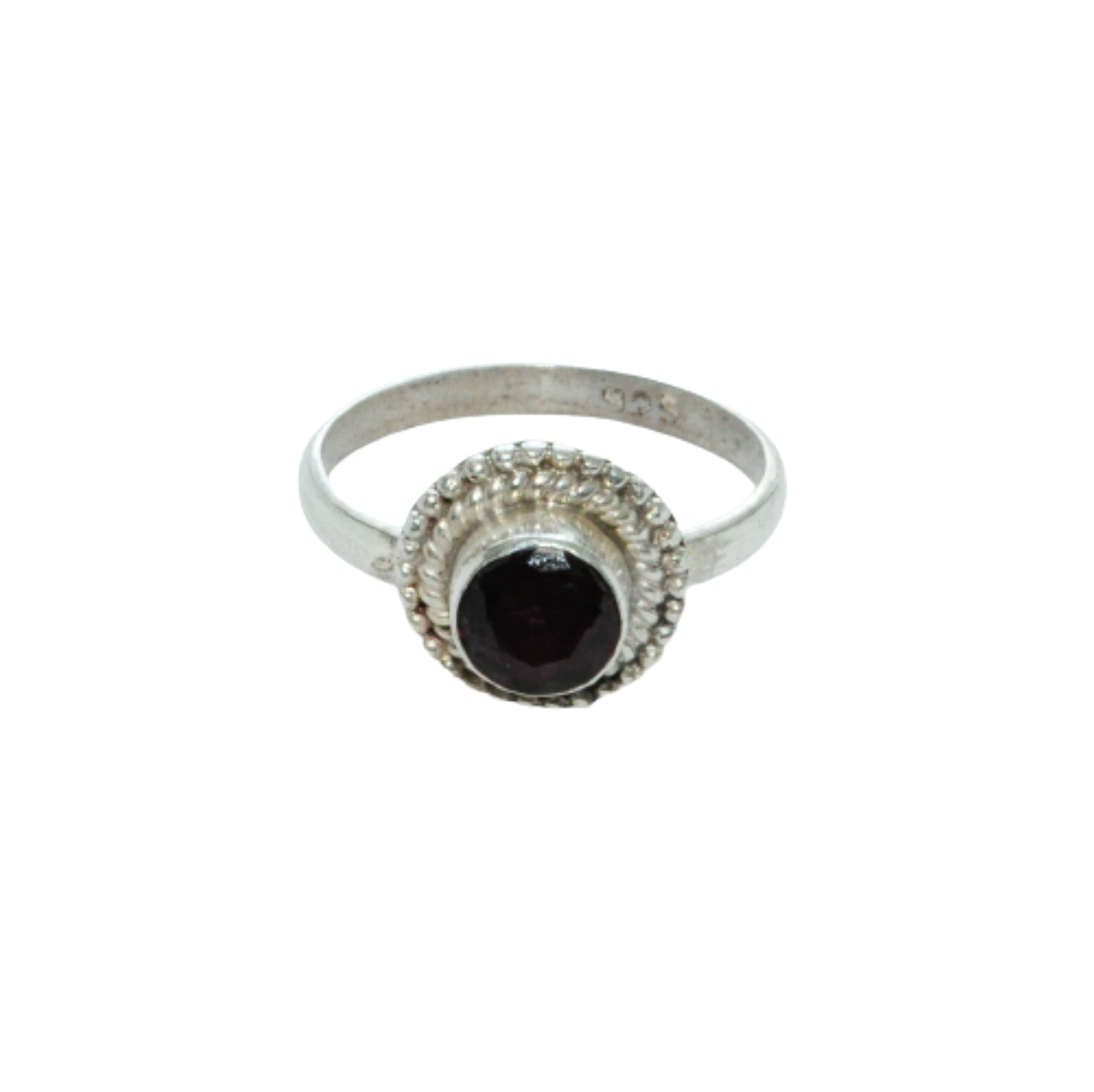 Sterling Silver Traditional Asian Vintage Style Garnet Stone Ring Size M Gift