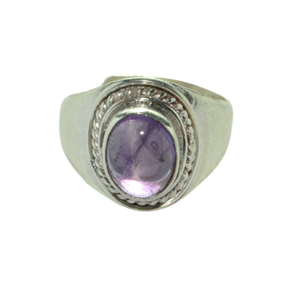 Sterling Silver Traditional Asian Vintage Style Amethyst Stone Ring Size P Gift