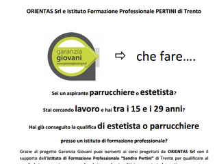 Opportunità percorsi formativi GRATUITI progetto Garanzia Giovani per estetisti e parrucchieri.