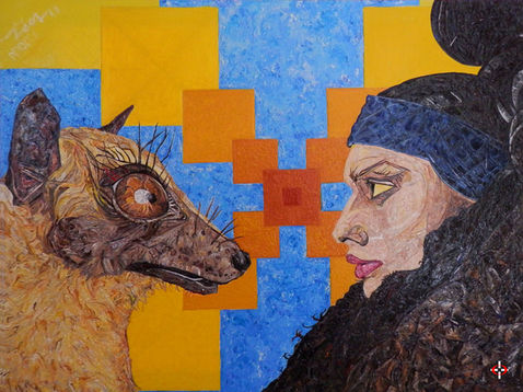 Silent Duel no.3 (Thanks Michaela Kocianova, Steven Meisel, Vogue) - Metaphysical Painting, Artwork

