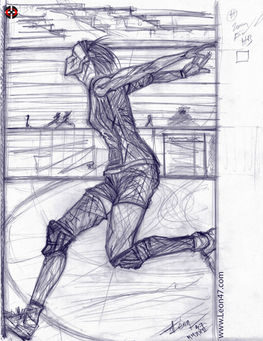 Volleyball Player, Woman, Girl, Female Athlete, Sport, Figure Drawing, Digital Artwork, Leon 47