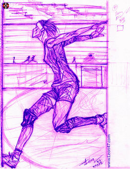 Volleyball Player, Woman, Girl, Female Athlete, Sport, Figure Drawing, Digital Artwork, Leon 47