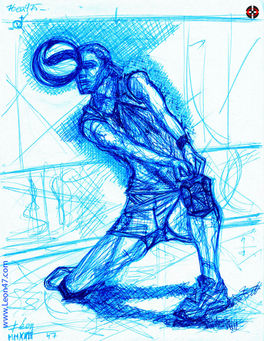 Volleyball Player, Woman, Girl, Female Athlete, Sport, Figure Drawing, Digital Artwork, Leon 47