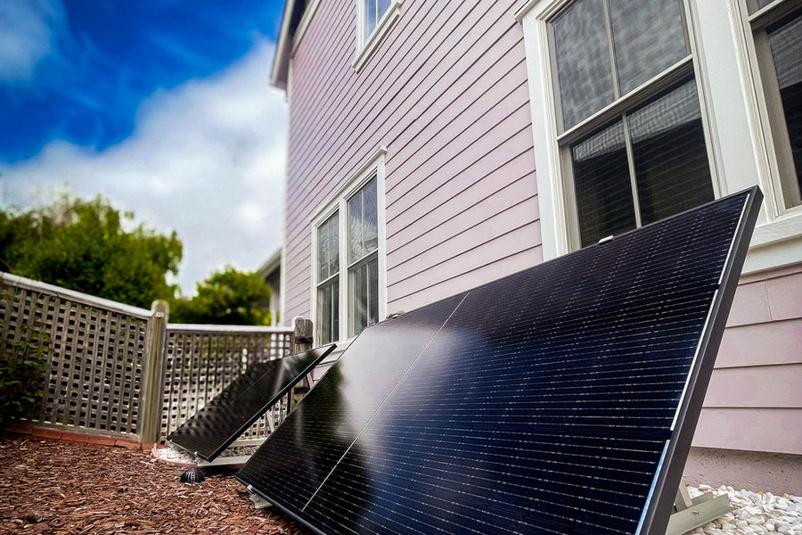 Plug-in solar panels installed next to a California home