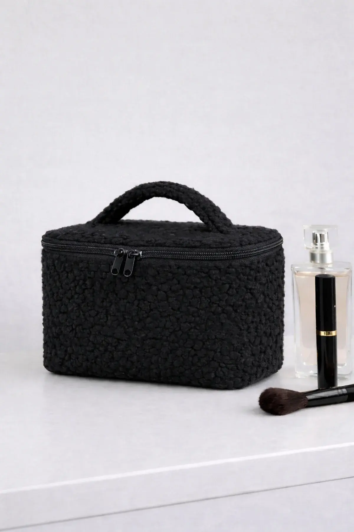 Teddy Siyah Makyaj Çantası – Kozmetik Çantası, Seyahat Tipi Çok Amaçlı Organizer