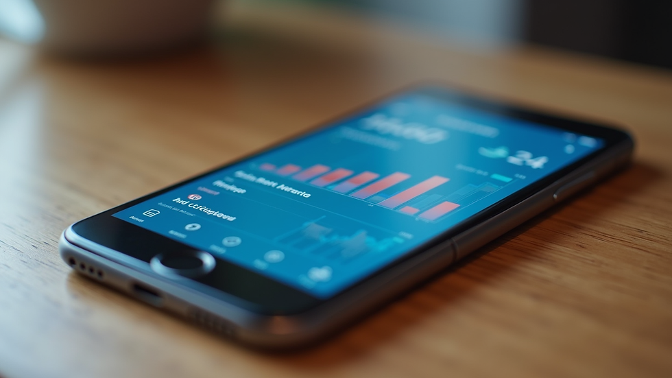 Close-up view of a smartphone displaying social media marketing analytics