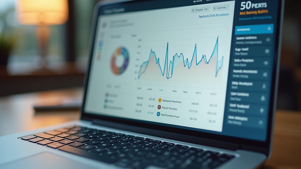 Close-up view of a laptop screen showing SEO analytics dashboard