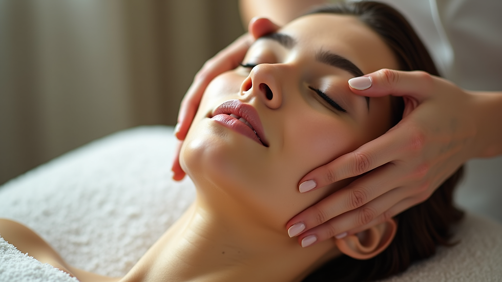 High angle view of a relaxing facial treatment at Pallabi's Salon
