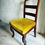 Miniature : Chaise en noyer assise velours moutarde 1940/50