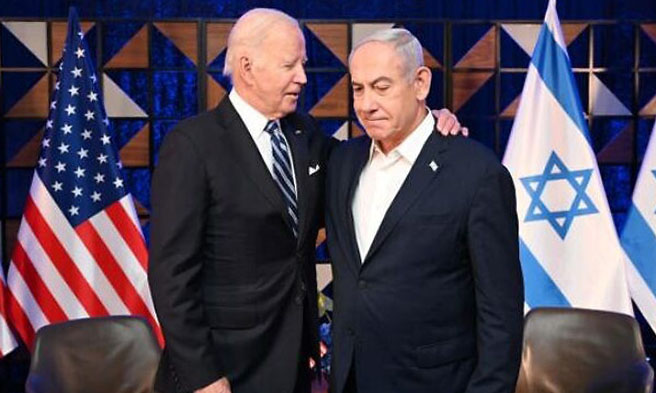Si US President Joe Biden (kaliwa) at Prime Minister Benjamin Netanyahu. (October 18, 2023) Photo Haim Zach - 
