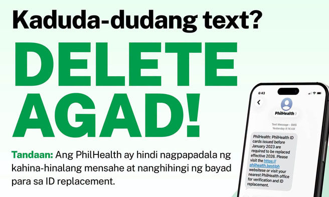 Beware of FAKE “PhilHealth ID replacement” text messages